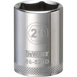 DeWalt 21 mm X 1/2 in. drive Metric 6 Point Socket 1 pc