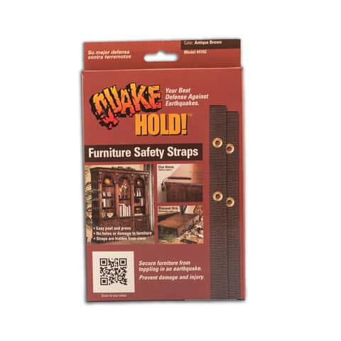 Quake Hold Ready America Nylon Self Adhesive Furniture Strap Brown