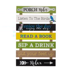 Glitzhome English Brown Slatted Wall Sign 36.25 in. H X 0.75 in. W