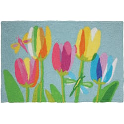 Jellybean 20 in. W X 30 in. L Multicolored Tulips & Dragonflies Accent Rug