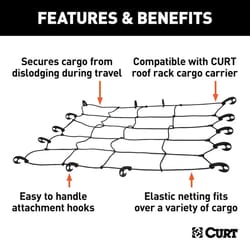 Curt Black Adjustable Cargo Net 44 in. L 1 pk