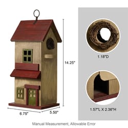 Glitzhome 14.25 in. H X 5.5 in. W X 6.75 in. L Wood Bird House