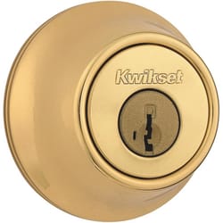 Kwikset SmartKey Security Polished Brass Metal Double Cylinder Deadbolt
