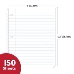 Bazic Products 10-1/2 in. W X 8 in. L Wide Ruled Filler Paper 150 sheet