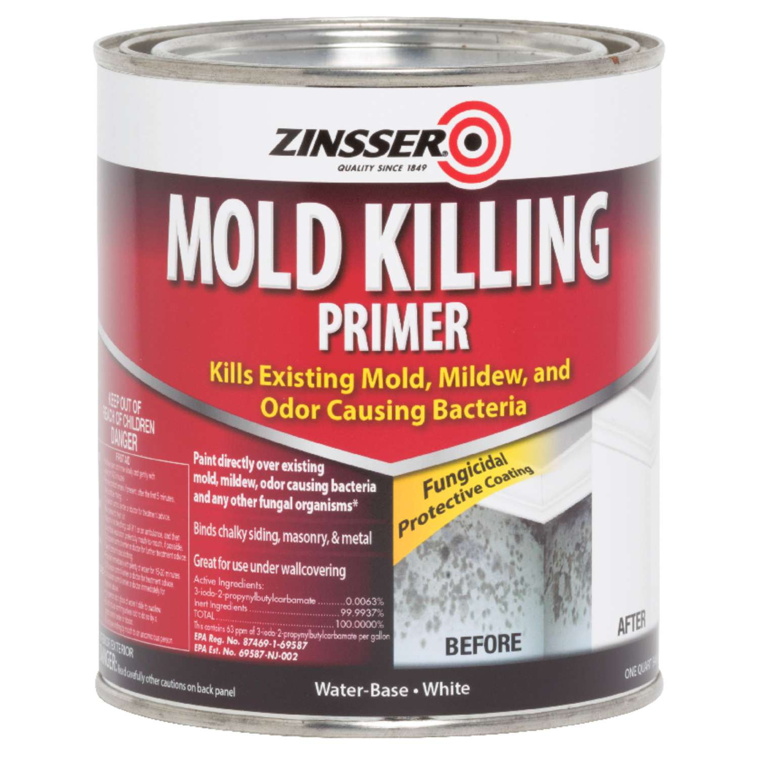 Zinsser White WaterBased Acrylic Mold Killing Primer 1 qt. Ace Hardware