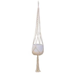 Trendspot Macrame 4.7 in. H X 5.7 in. W X 5.7 in. D X 5.5 in. D Ceramic Planter White