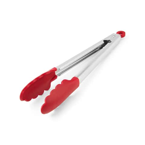 9 Stainless Steel Red Silicone Tong w/ Stay Cool Handle
