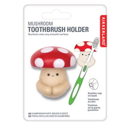 Kikkerland Red/White Plastic Suction Toothbrush Holder