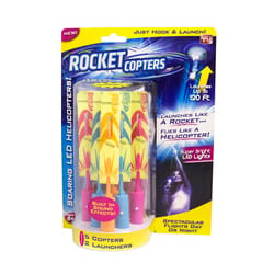 Rocket Copters Slingshot LED Launching Helicopters Assorted 5 pc