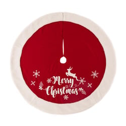 Glitzhome Red/White Merry Christmas Tree Skirt 0.59 in.