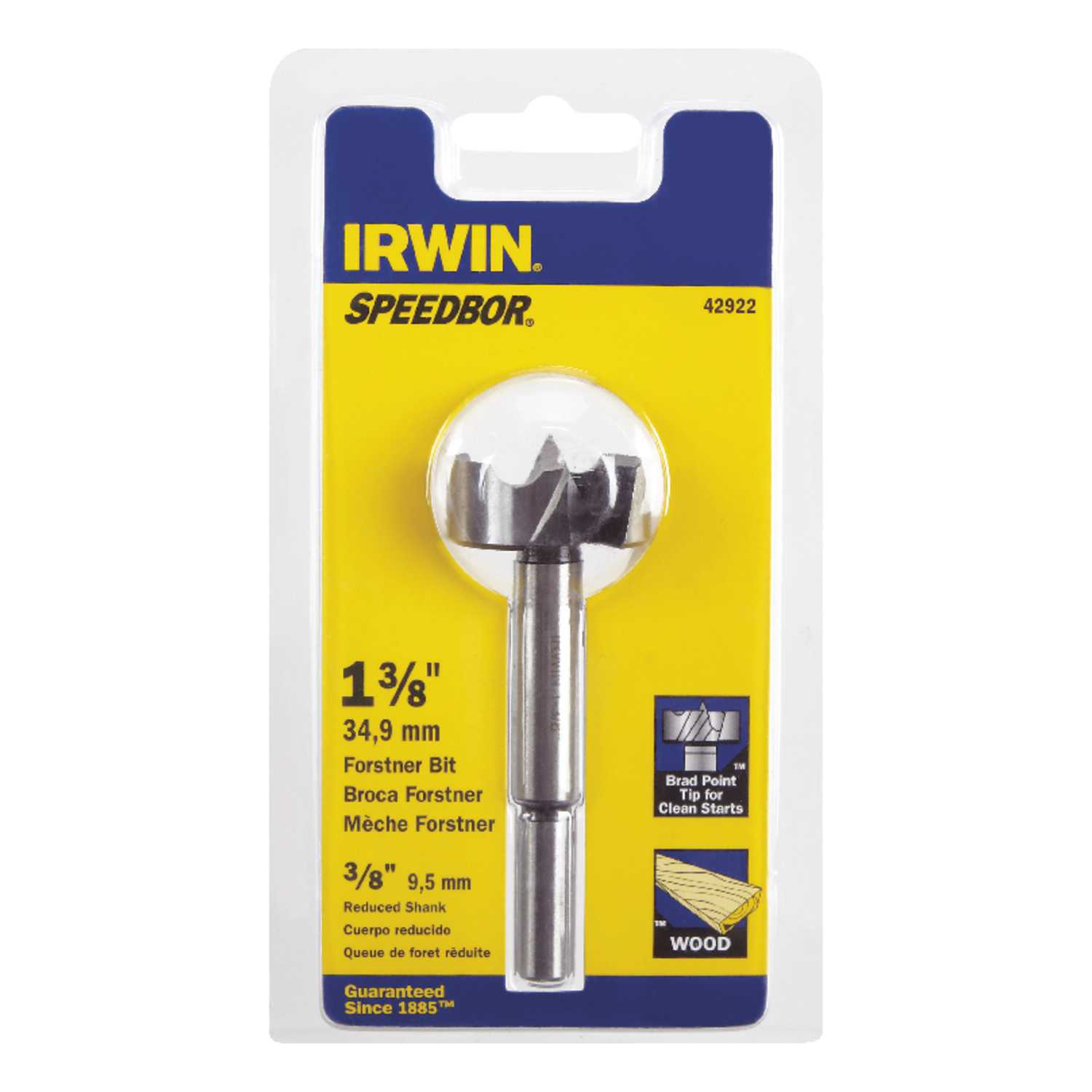 Irwin Marples 13/8 in. x 4 in. L Carbon Steel Forstner Drill Bit 1 pc