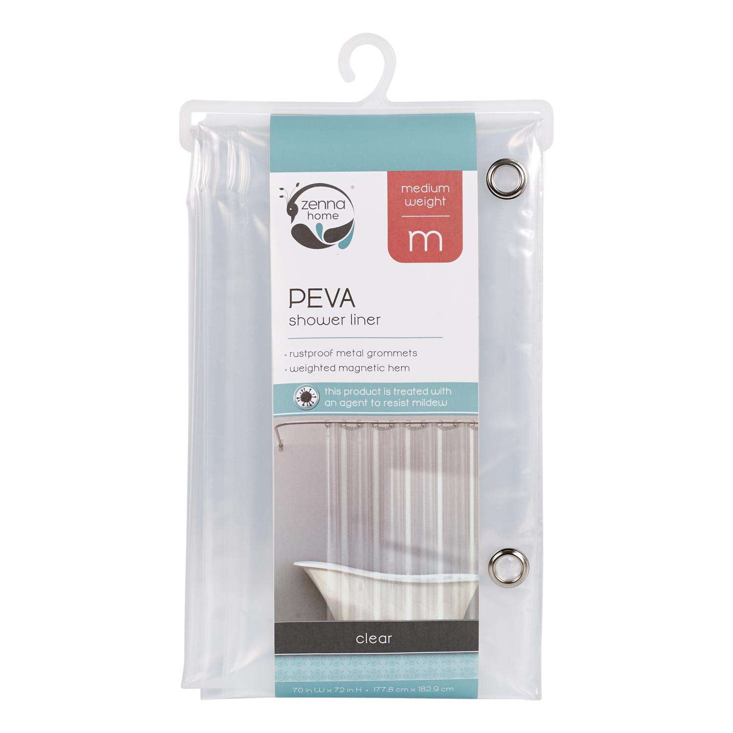 Zenna Home 72 in. H X 70 in. W Clear Solid Shower Curtain Liner PEVA ...