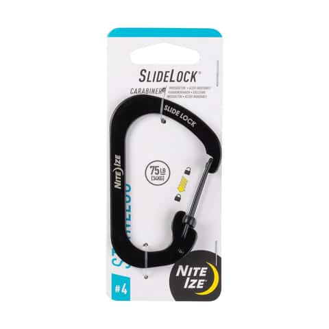 Nite Ize SlideLock 3.1 in. D Stainless Steel Black Carabiner Key Holder Nite Ize SlideLock 3.1 in. D Stainless Steel Black Carabiner Key Holder