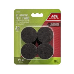 Ace Felt Self Adhesive Pad Brown Round 1-1/2 in. W 24 pk