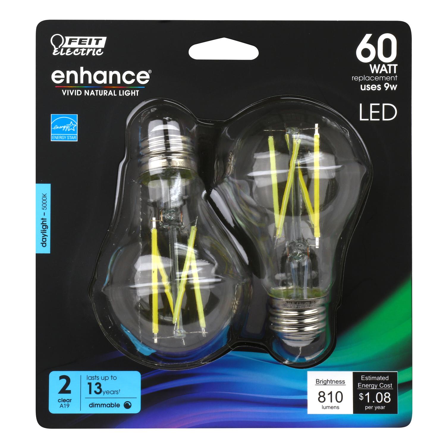 A1960CL950CAFL2 Feit Electric Enhance A19 E26 (Medium) Filament LE sku A1960CL950CAFL2