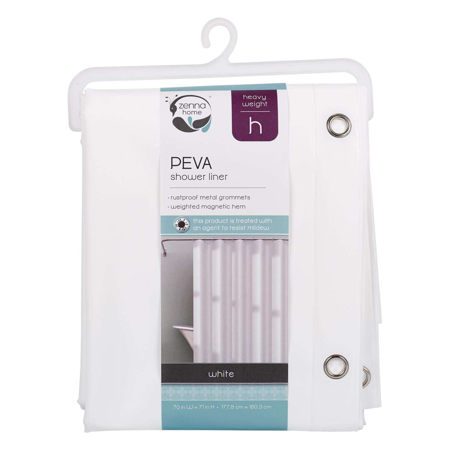 Zenna Home 72 in. H X 70 in. W White Solid Shower Curtain Liner PEVA ...