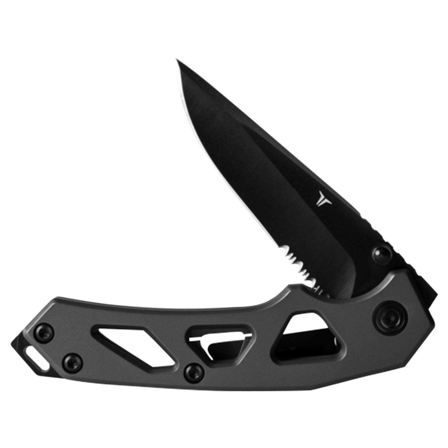 True Black/Gray 8CR13MOV Stainless Steel 8 in. EDC Folding Knife Ace