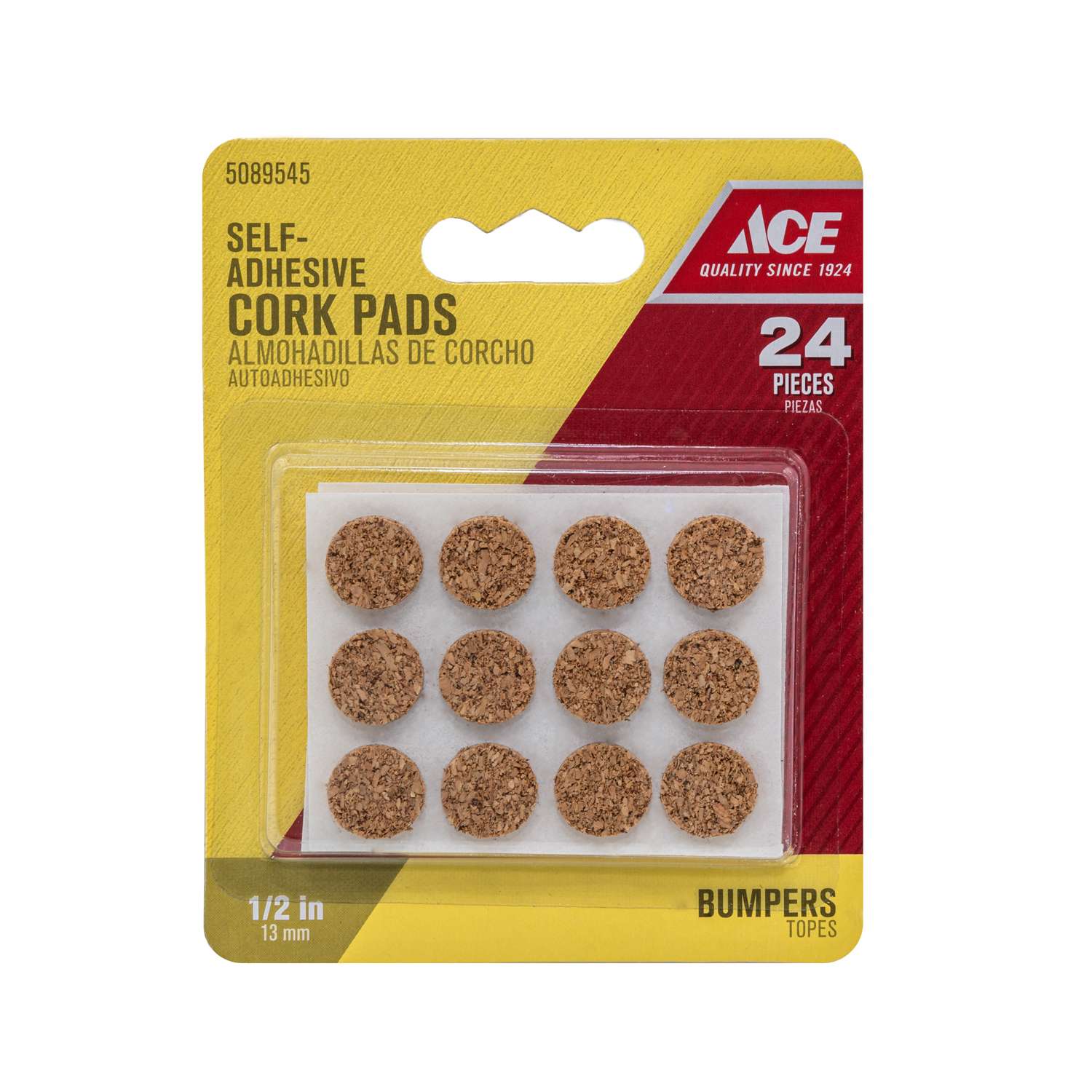 Ace Cork Self Adhesive Bumper Pad Brown Round 1/2 in. W 24 pk Ace
