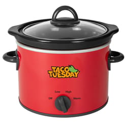 Taco Tuesday 2 qt Red Ceramic Slow Cooker