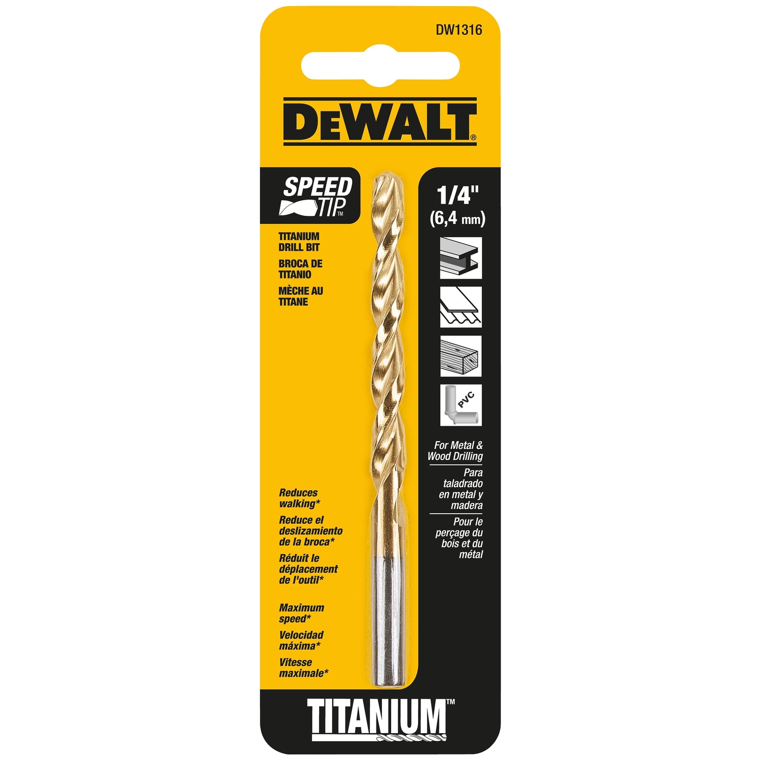 DeWalt 1/4 in. X 4 in. L High Speed Steel Split Point Drill Bit Straight Shank 1 pc