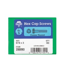 HILLMAN 5/16 in. D X 3 in. L Heat Treated Zinc Steel Hex Head Cap Screw 100 pk