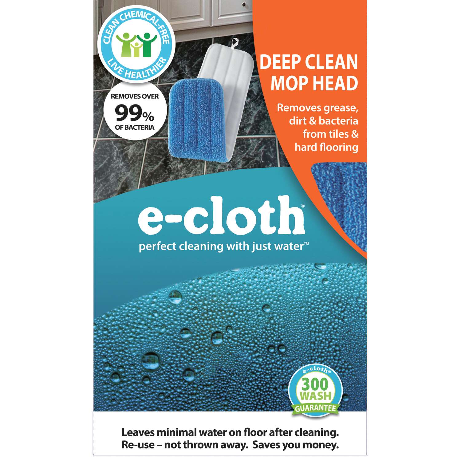 E-Cloth Damp 5.25 in. W x 18 in. L Wet Polyester Blend Mop Refill 1 pk ...