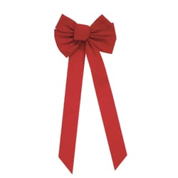 Holiday Trims Red 2 Loop Christmas Christmas Bow 28 in.