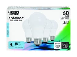 Feit Enhance A19 E26 (Medium) LED Bulb Daylight 60 Watt Equivalence 4 pk