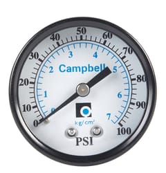 Campbell 2 in. Brass Pressure Gauge 100 psi
