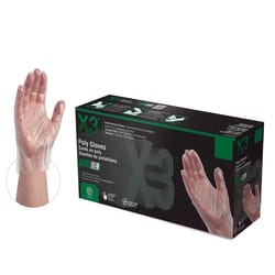 X3 Polyethylene Disposable Gloves Large Clear Powder Free 500 pk