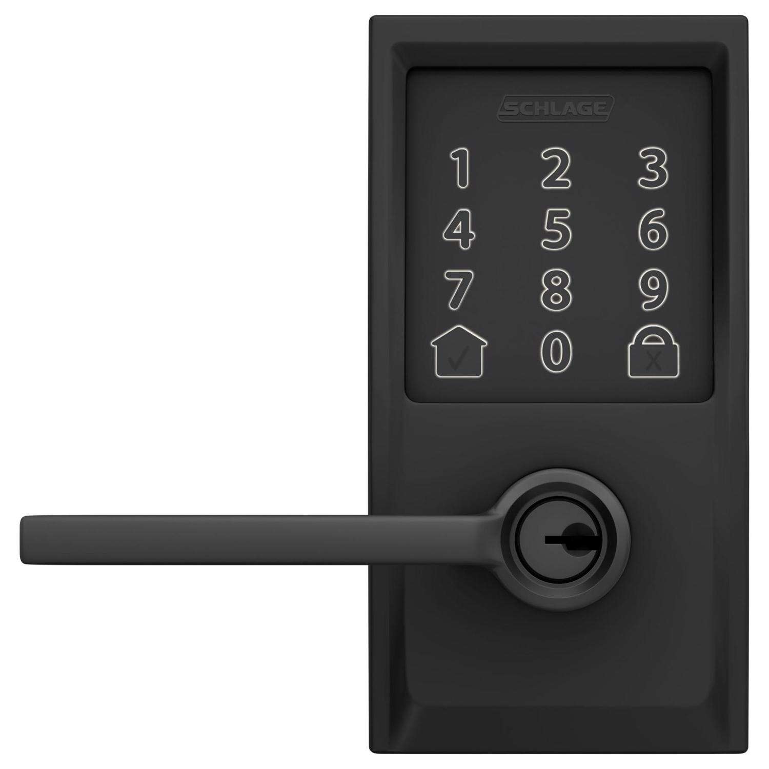 Schlage Encode Matte Black Metal WiFi Deadbolt with Latitude Lever