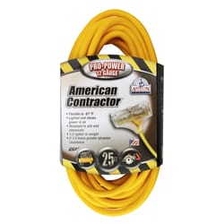 Coleman Cable Indoor or Outdoor 25 ft. L Yellow Triple Outlet Cord 12/3 SJEOW