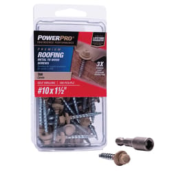 HILLMAN Power Pro No. 10 Ga. X 1.5 in. L Hex Drive Washer Head Coarse Roofing Screws