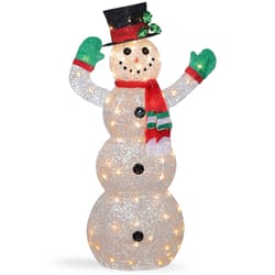 National Tree Company LED Clear 48 in. Crystal Snowman Yard Decor