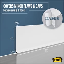 M-D BUILDING PRODUCTS 4 in. H X 0.08 in. W X 20 ft. L Self-Stick Snow White Vinyl Wall Base