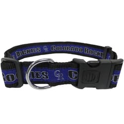 Pets First Colorado Rockies Team Colors Nylon/Cotton Dog Dog Collar X-Large