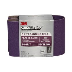 3M Sandblaster 21 in. L X 3 in. W Ceramic Sanding Belt 80 Grit Medium 1 pk
