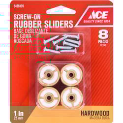 Ace Brown Rubber Round Slider for Hardwood Floors 8 pk