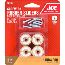 Ace Brown Rubber Round Slider for Hardwood Floors 8 pk
