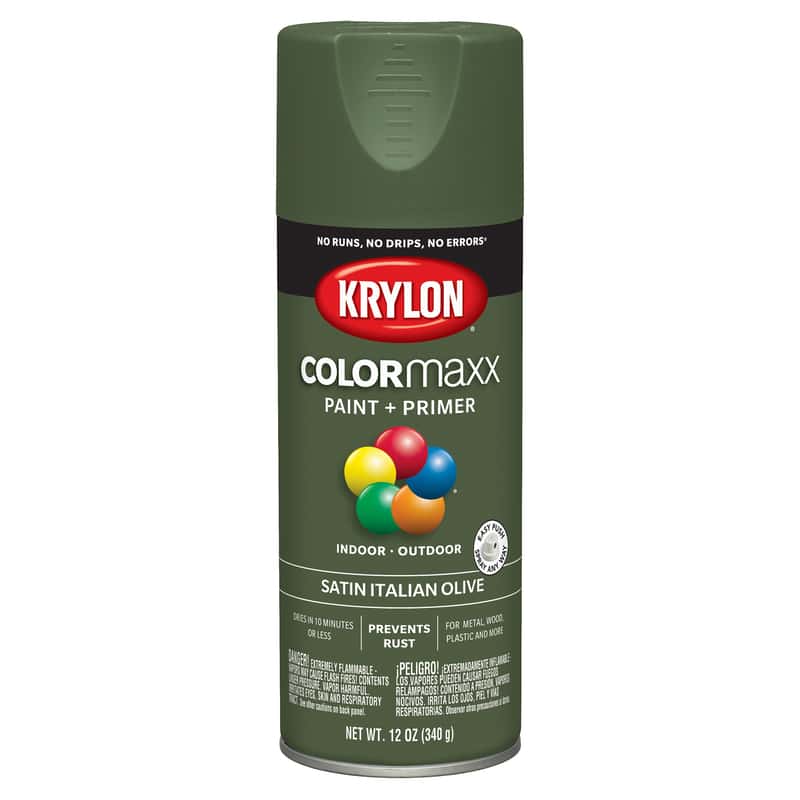 Krylon ColorMaxx Satin Italian Olive Paint+Primer Spray Paint 12 oz