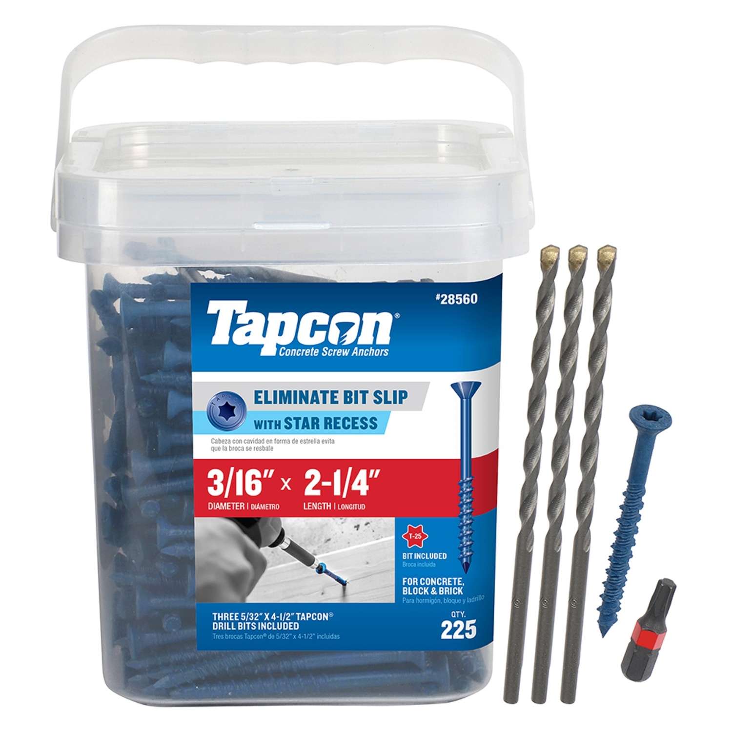 Tapcon 21/4 in. L Star Flat Head Concrete Screws 225 pk Ace Hardware