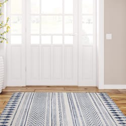 Linon Home Decor 3 ft. W X 5 ft. L Blue/Cream Bergen Polyester Accent Rug