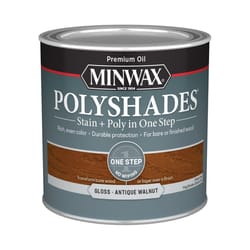 Minwax PolyShades Semi-Transparent Gloss Antique Walnut Stain/Polyurethane Finish 1/2 pt