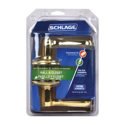 Schlage Flair Bright Brass Passage Lockset 1-3/4 in.