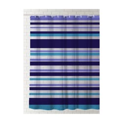 J & M Home Fashions 70 in. H X 72 in. W Multi-Colored Stripes Shower Curtain Vinyl