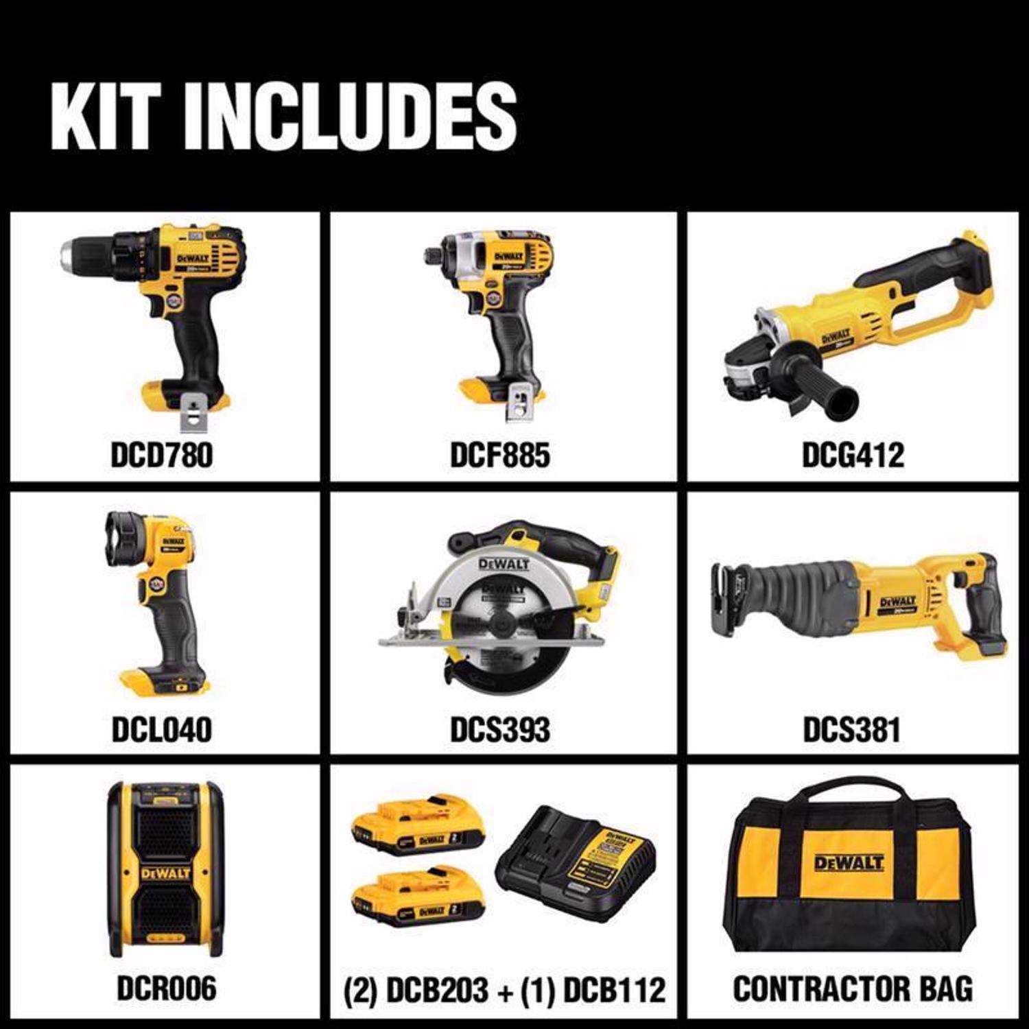 DeWalt 20V MAX Cordless Brushed 7 Tool Combo Kit Ace Hardware