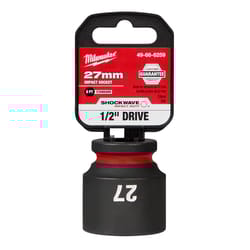 Milwaukee Shockwave 27 mm X 1/2 in. drive Metric/SAE 6 Point Standard Impact Socket 1 pc