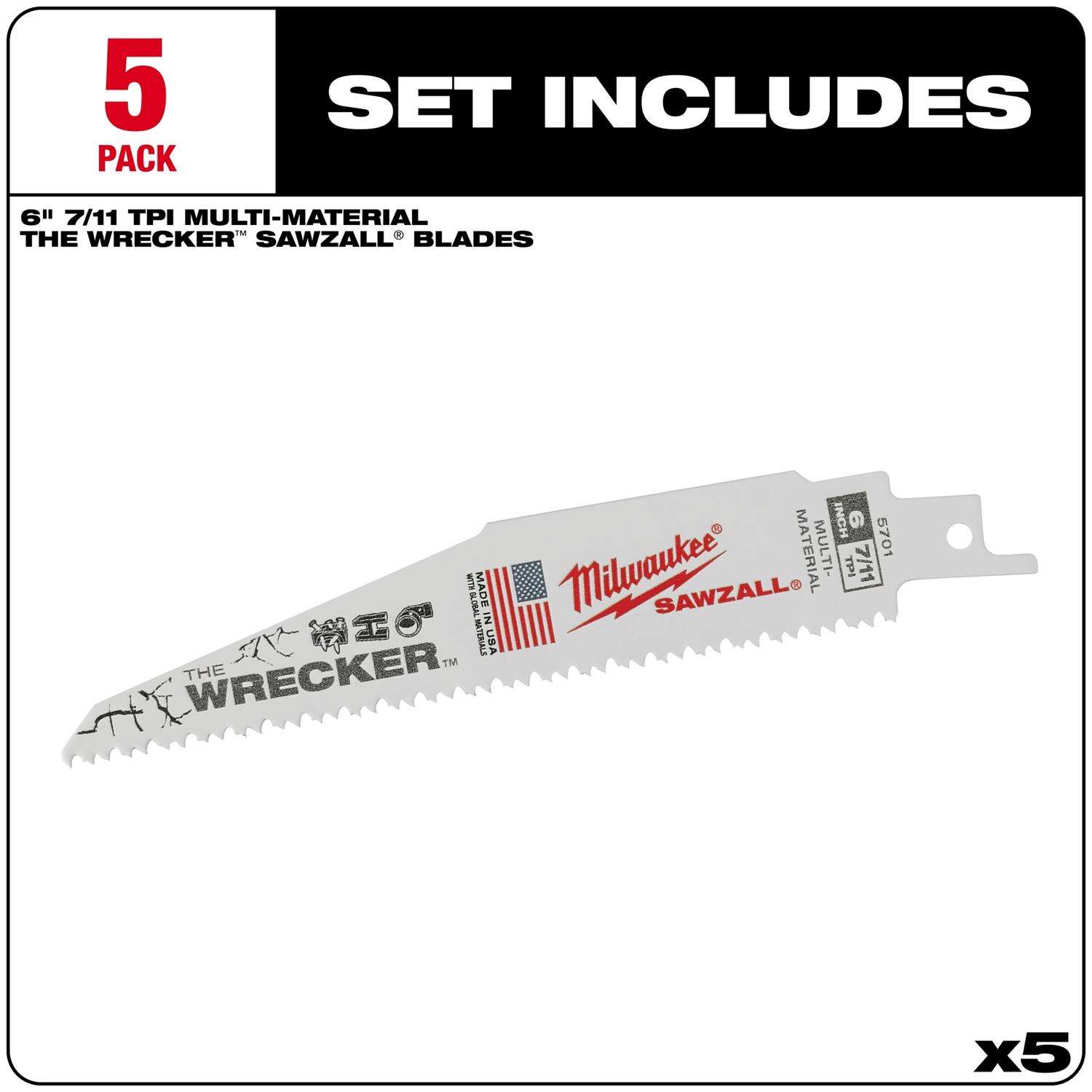 Milwaukee The Wrecker in. Bi-Metal Demolition Reciprocating Saw Blade  7/11 TPI pk Ace Hardware