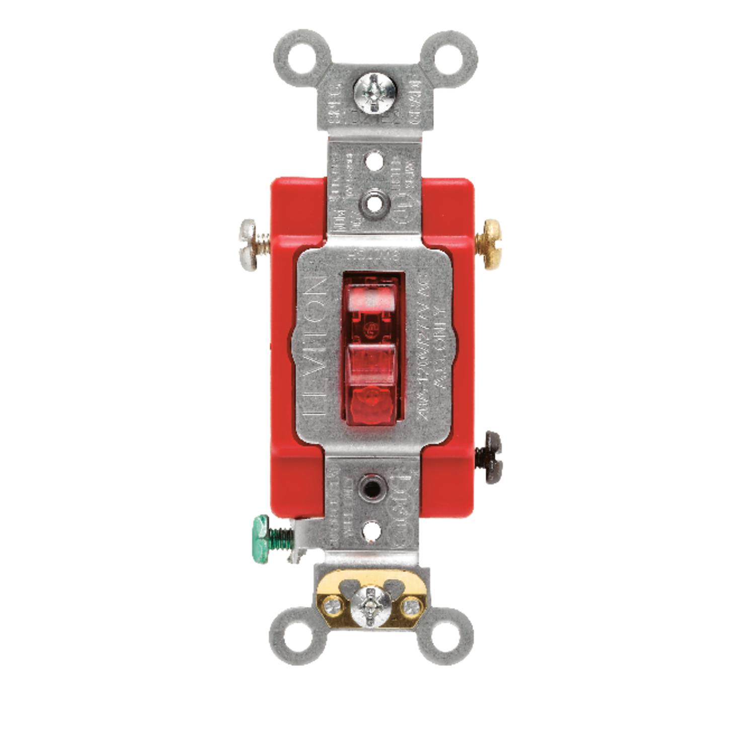 01221-PLR Leviton Industrial 20 amps Toggle Switch Red 1 pk sku 01221-PLR