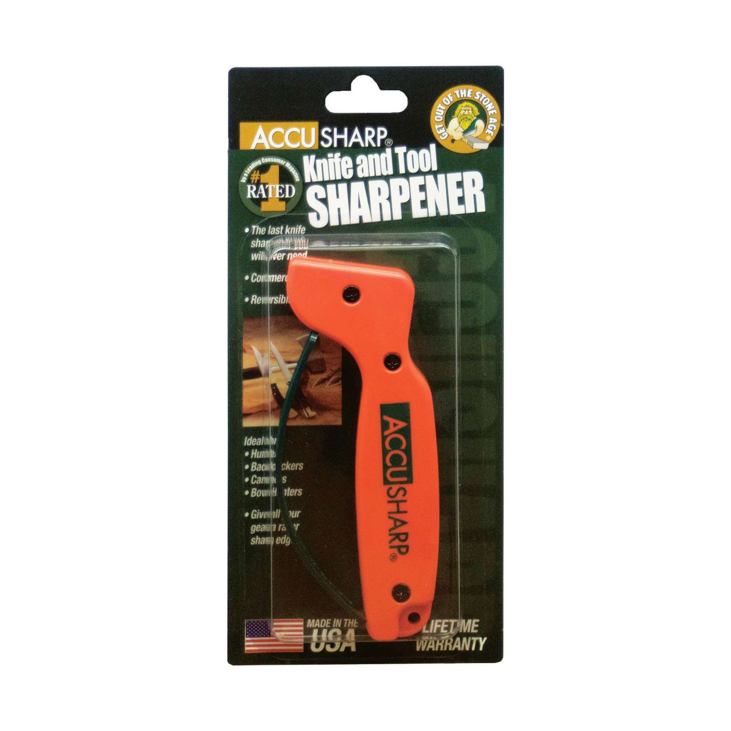 Accusharp 014C Knife Sharpener Tungsten Carbide Sharpener Plastic Handle  Orange